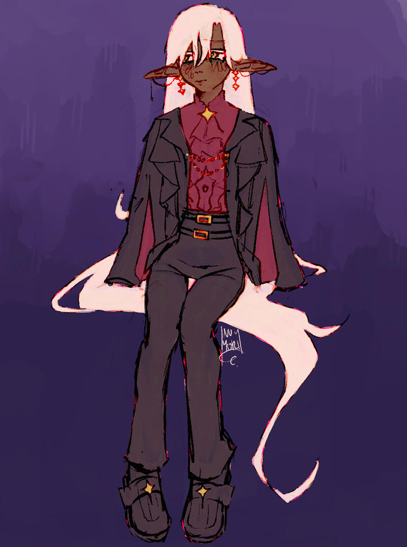 my character design: emrys ilsevel, younger (unfinished)